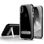 Wholesale iPhone Xs Max Clear Armor Bumper Kickstand Case (Black)